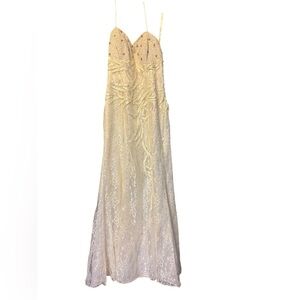 Marsoni Women's White Cream Sequin Lace Strapless Dress Beaded Bust Size 14